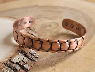 Pure Copper Magnetic Bracelet - Heavy 44 Gr Copper Large Arthritis Therapy Cuff • $14.95