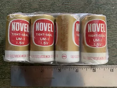 4 Vintage Novel Fuji Japan UM-1 Size C Metal Case Dry Cell Batteries For Display • $36