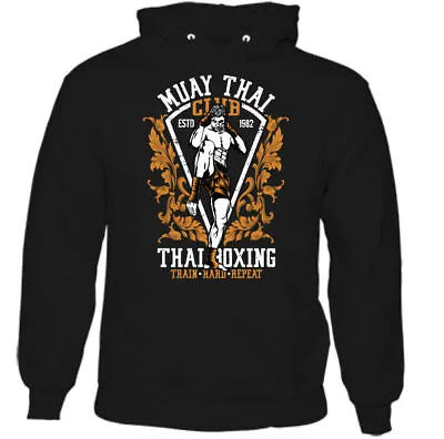 MUAY THAI HOODIE UFC MMA Martial Arts Training Top Gym TIGER Gloves Fighter Tee • £24.49