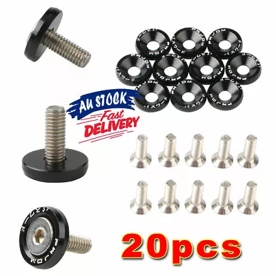 20pcs Washer Bolt Fender Bumper Black Engine Bay Dress Up Kit Billet Aluminum • $8.98