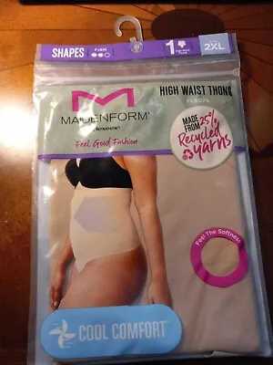 Maidenform Flexees Cool Comfort Firm Control High Waist Thong Beige 2XL • $13