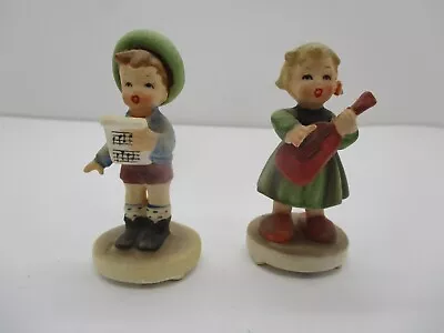 Vintage 3443 Japan Ceramic Boy And Girl Musician Figurines • £13.48