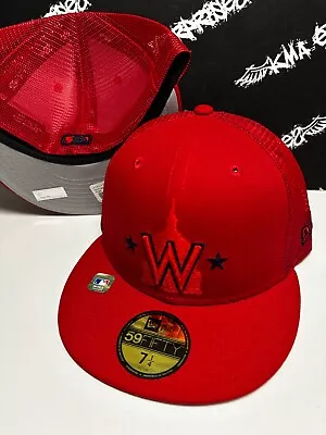 NWT New Era Washington Nationals Alt Logo ON FIELD Red Trucker Fitted Hat MENS • $27.95