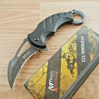 MTech Xtreme Folding Knife 3  Stainless Steel Karambit Blade Black G10 Handle • $17.99