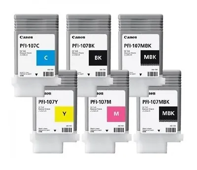 6 X Original Ink Canon IPF680 IPF685 IPF780/PFI-107 MBK BK C M Y Cartridges • $294.90