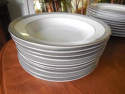 10 NEW Mikasa Platinum Crown 8¼  Soup Bowls Fine China Porcelain L3428/220 • $39.95