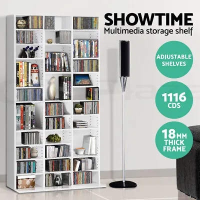 Artiss Bookshelf Display Shelves CD DVD Storage Rack Stand Bookcase White BERT • $144.95