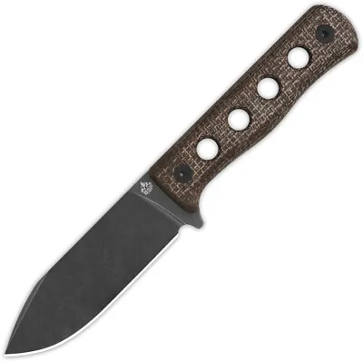 QSP Knife Canary Brown Micarta Black Cr8Mo2VSi Fixed Blade Knife W/ Sheath 155A2 • $62