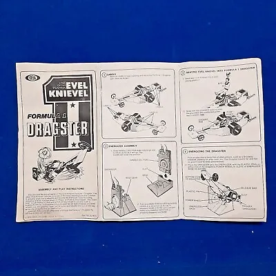 Vintage Evel Knievel Formula 1 Dragster Instructions - Ideal Toy Corp 1975 • $37.95