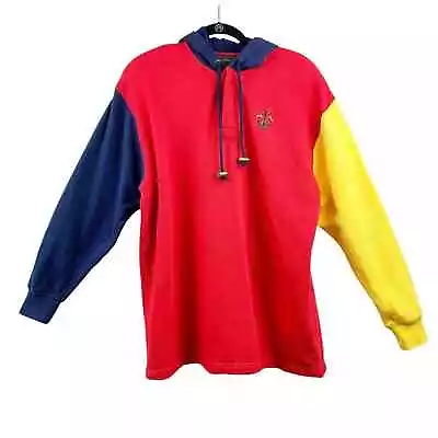 Charter Club Size M Vintage Jane Justin Hooded Sweatshirt Color Block Red • $12.75