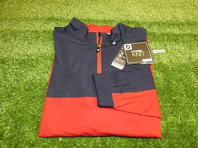 FootJoy Men's Hydroknit Waterproof Golf Pullover Red/Navy Large 29136 • $120