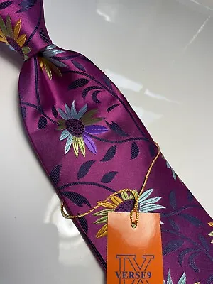 Nwt Verse 9 Multi Color Floral Style Print Silk Designs Neck Tie & Hanky • $24.99