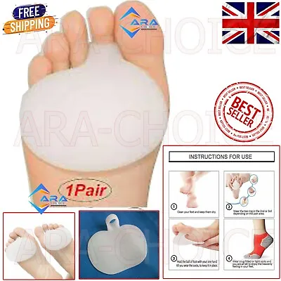 1 Pair Forefoot Support Gel Metatarsal Sore Ball Foot Pain Cushions Pads Insoles • £2.35