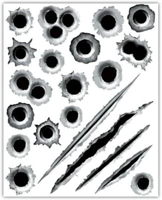 $4.99 • Buy 4pcs Waterproof Hole Cool Sticker 3D Bullet Fire Monster Scratch Decorations USA