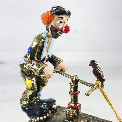 Vintage 24K Gold Ron Lee Clown Train Handcar  W Bird Quartz Base Signed W/ Tag • $99.99