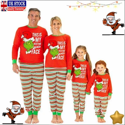 The Grinch Christmas Pyjamas Family Matching Boy Girl PJs Set Nightwear Pajamas • £10.32