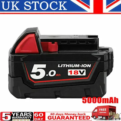 For Milwaukee M18 18V 5.0Ah Extended Capacity Battery Lithium Ion XC 48-11-1860 • £24.98