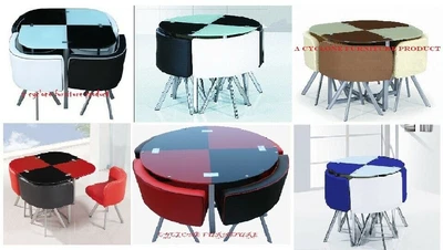 $445 • Buy New Space Saver Dining Table Black Blue Brown Beige Red White 5pc Set 