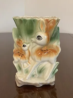 Vintage Doe And Fawn Deer Planter / Vase Ceramic Glazed Pottery Mold • $19