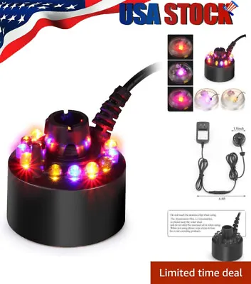 12LED Mist Maker Fogger Fog Machine Water Fountain Pond Atomizer Air Humidifier • $14.66