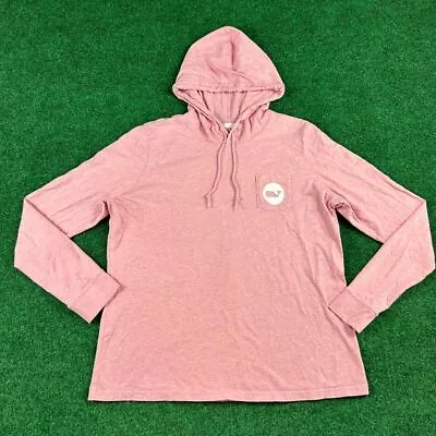 Vineyard Vines Pink White Whale EDSFTG Hooded Shirt Womens Size Large • $19.95