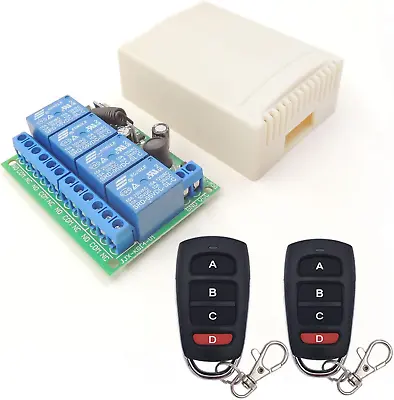 4 Transmitter+ 12V 4CH Channel Relay RF Wireless Remote Control Switch Receiver • $28.75