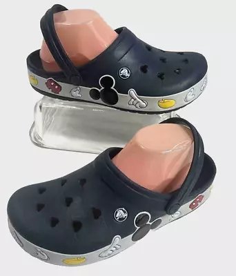 Disney Crocs Mickey Mouse Navy Blue Clogs Sandals Women’s Sz 9 Mens 7 US • $35.99