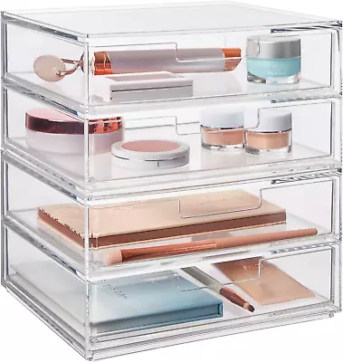 Stori Chloe 4 Drawer Clear Makeup Organizer | Sort Cosmetics And Beauty Supplies • $41.30