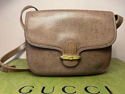 Vintage Gucci Brown Leather Crossbody Shoulder Bag Italy • $20.50