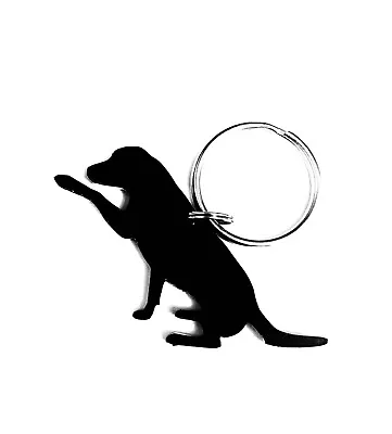 Labrador Dog With Paw Keyring Keychain Gift In Black Acrylic • £2.95