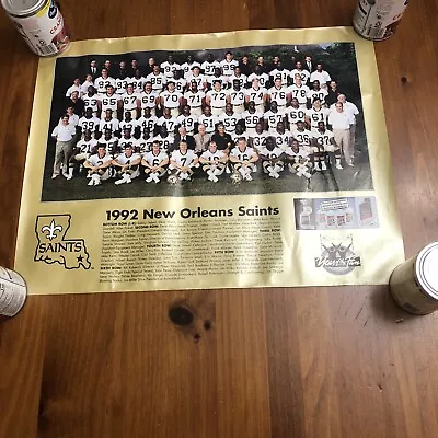 Vintage 1992 New Orleans Saints Team Old Poster Used 17 X22  • $12