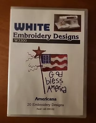 White Machine W3300  Embroidery Card Designs Instructions & Case AMERICANA • $6.99