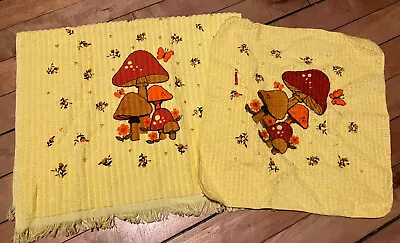 Vintage Cannon Mushroom Fringed Hand Dish Towel  & Hand Dish Cloth 2pc • $20