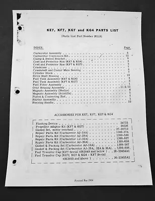 1956 Kiekhaefer Mercury 10 HP KE7 KF7 KG7 7.5 HP KG4 Outboard Parts List 26119 • $19.99