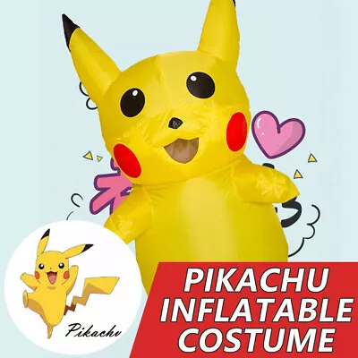 Mens Pikachu Inflatable Costume Childs Pokemon Kids Mascot Anime Christmas Party • $53.99