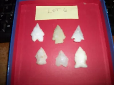 Indian Artifacts- Nice Lot Of (6)  SMALL QUARTZ-Arrowheads -Halifax County N.C • $39.95