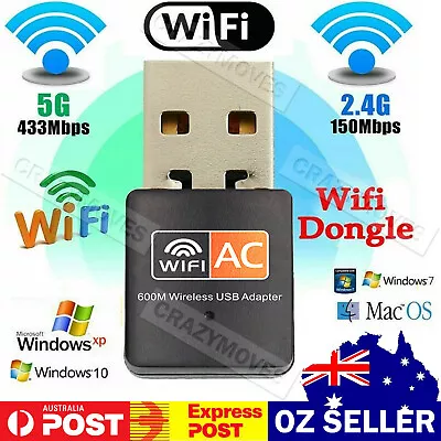 Dual 600Mbps USB WiFi Wireless Dongle AC600 Lan Network Adapter 2.4GHz 5GHz • $9.38