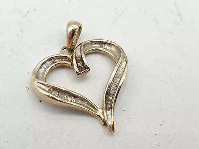 10k Yellow Gold Diamond Heart Pendant 2.32g • $9.99