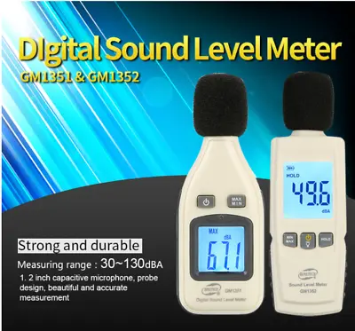 Digital Sound Level Meter 30Dba~130Dba ±1.5Db Decibels Max Hold GM1351 Benetech • $49.99