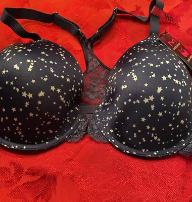 NEW! Maidenform Blue Star One Fab Fit  Extra Coverage Lace T-Back Bra 7112/34DD • $27.20