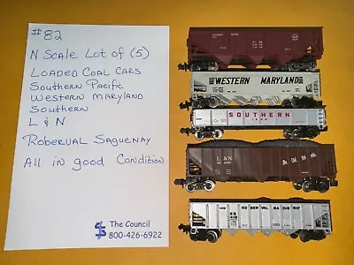 N Scale Lot Of (5)  Loaded Coal Cars Southern Pacific Western Maryland L&n   #82 • $20