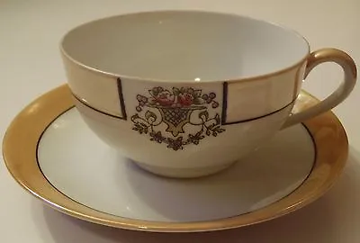 Vintage Noritake Japan Hand Painted Tea Cup And Saucer Set Gold Rim  • $12.99
