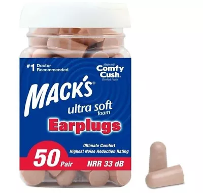 Mack's Ultra Soft Foam Earplugs 50 Pair - 33dB Highest NRR Comfortable Ear Plu • $17.99