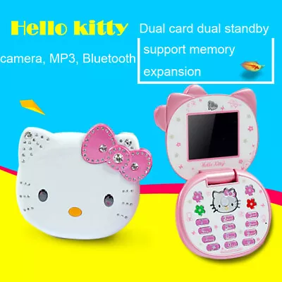 $41.13 • Buy Unlocked Cute Girls Gift Mini Mobile Phone Hello Kitty Flip Phone Kids Dual SIM
