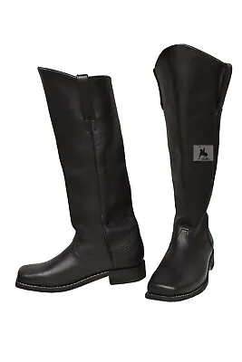 Cavalry Civil War Men's Black And Dark Brown And Natural Leather Long Boots • $80