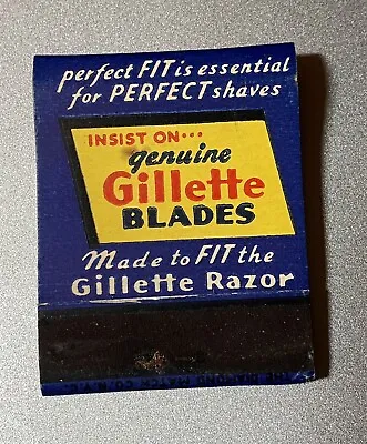 Vintage Matchbook GILLETTE BLADES 40's/50's UNUSED UNSTRUCK  Almost Perfect! • $18