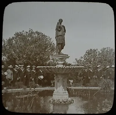 ANTIQUE Magic Lantern Slide SAILORS AROUND A STATUE MALTA C1910 PHOTO • $18.65