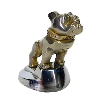 VINTAGE MACK TRUCK Gold BULL DOG 6  HOOD ORNAMENT Patent 87931 Heavy Emblem ￼ • $200
