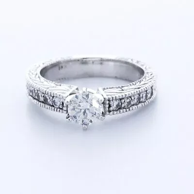 1.2 CTW Natural Diamond G/SI1 Round Cut 18K White Gold Prong Vintage Accent Ring • $2744.55