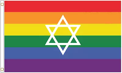 Keshet Rainbow LGBTQ+ Gay Jewish Pride 5'x3' Polyester Flag  • £9